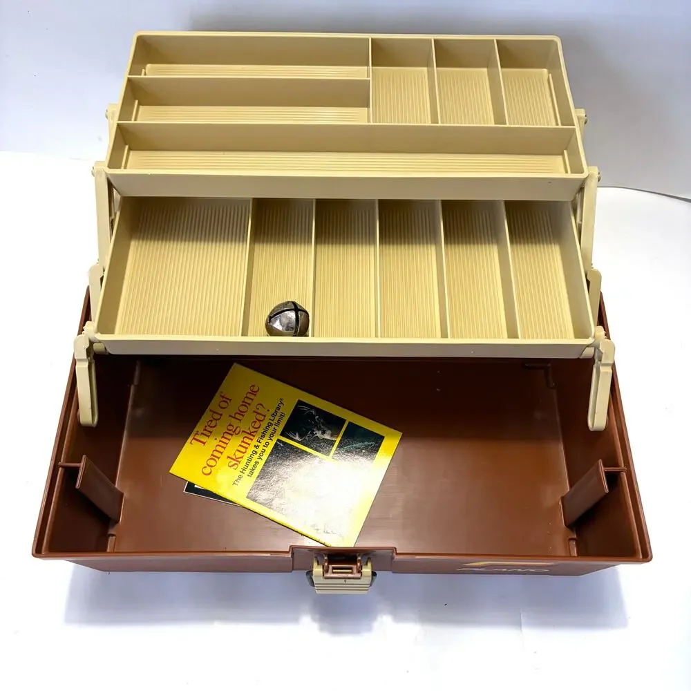 Vintage Plano 2200 2-Tray Tackle Box w/ Original 1992 Catalog & Papers